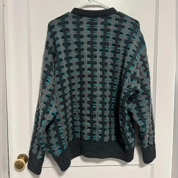 Vintage RARE Coogie Biggie Pure New Wool Geometric Sweater Size S - Picture 3 of 4